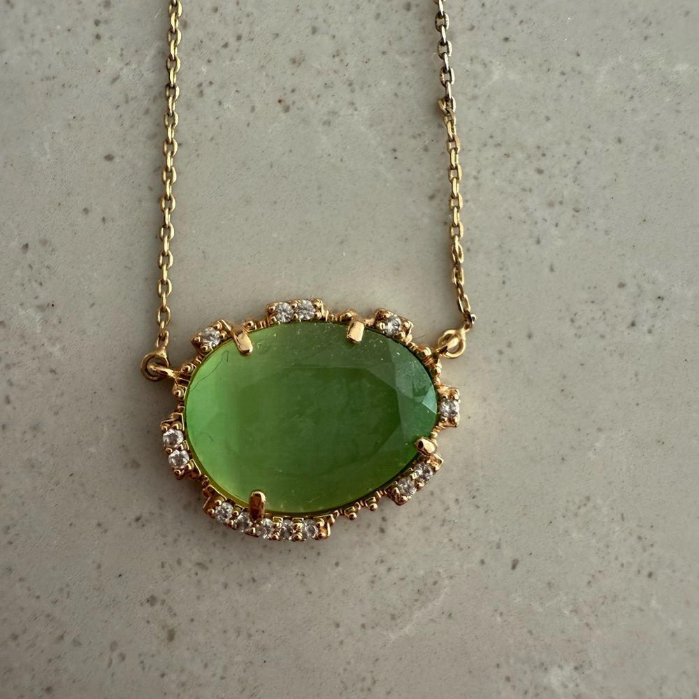 Anthropologie Gold and Green Pendant Necklace